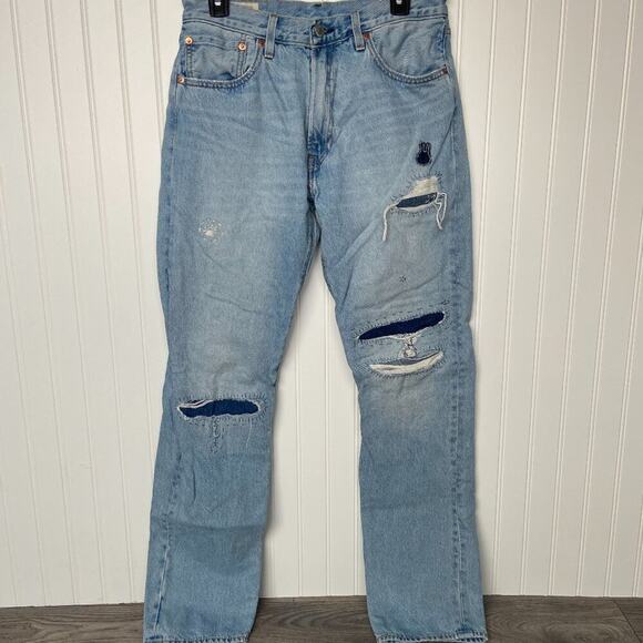 LEVI'S 551Z AUTHENTIC STRAIGHT PHANTOM DX DESTRUCTED HEMP JEANS W31 L34 - Picture 1 of 8